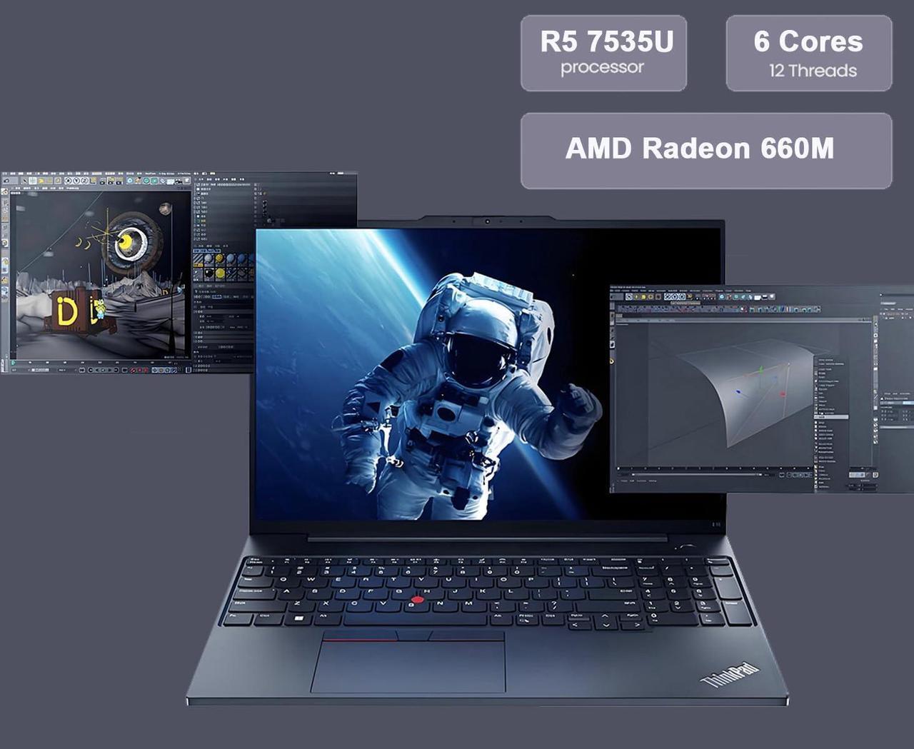 Alt view image 2 of 7 - Lenovo ThinkPad E16 Gen 2 Business Laptop (16" FHD+ Anti-glare, AMD Ryzen 5 7535U (> Intel i7-1360P), 32GB DDR5, 1TB SSD) Fingerprint, Backlit, RGB Webcam, Wi-Fi, RJ-45, Win 11 Pro w/ AI Copilot