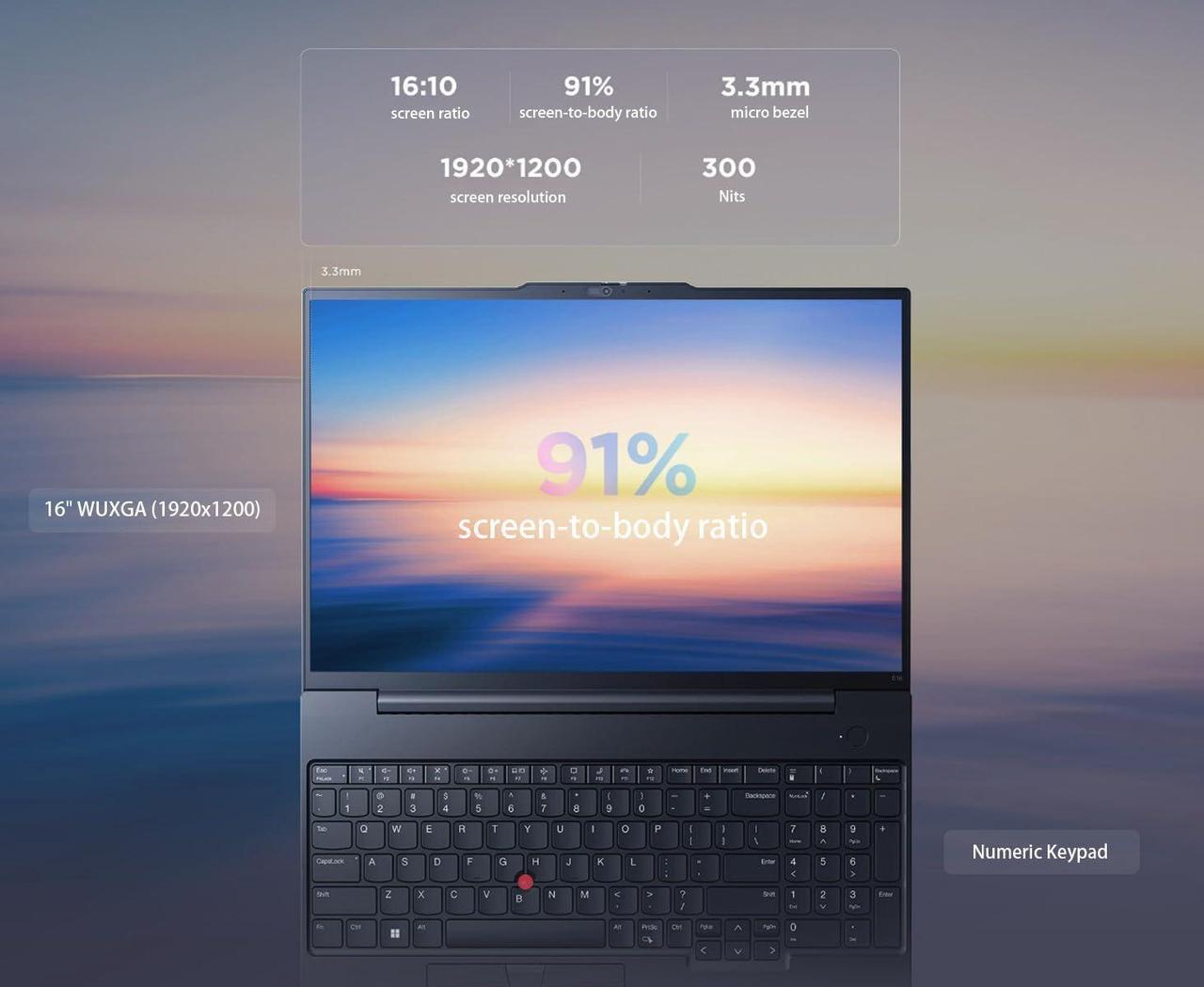 Alt view image 4 of 7 - Lenovo ThinkPad E16 Gen 2 Business Laptop (16" FHD+ Anti-glare, AMD Ryzen 5 7535U (> Intel i7-1360P), 32GB DDR5, 1TB SSD) Fingerprint, Backlit, RGB Webcam, Wi-Fi, RJ-45, Win 11 Pro w/ AI Copilot