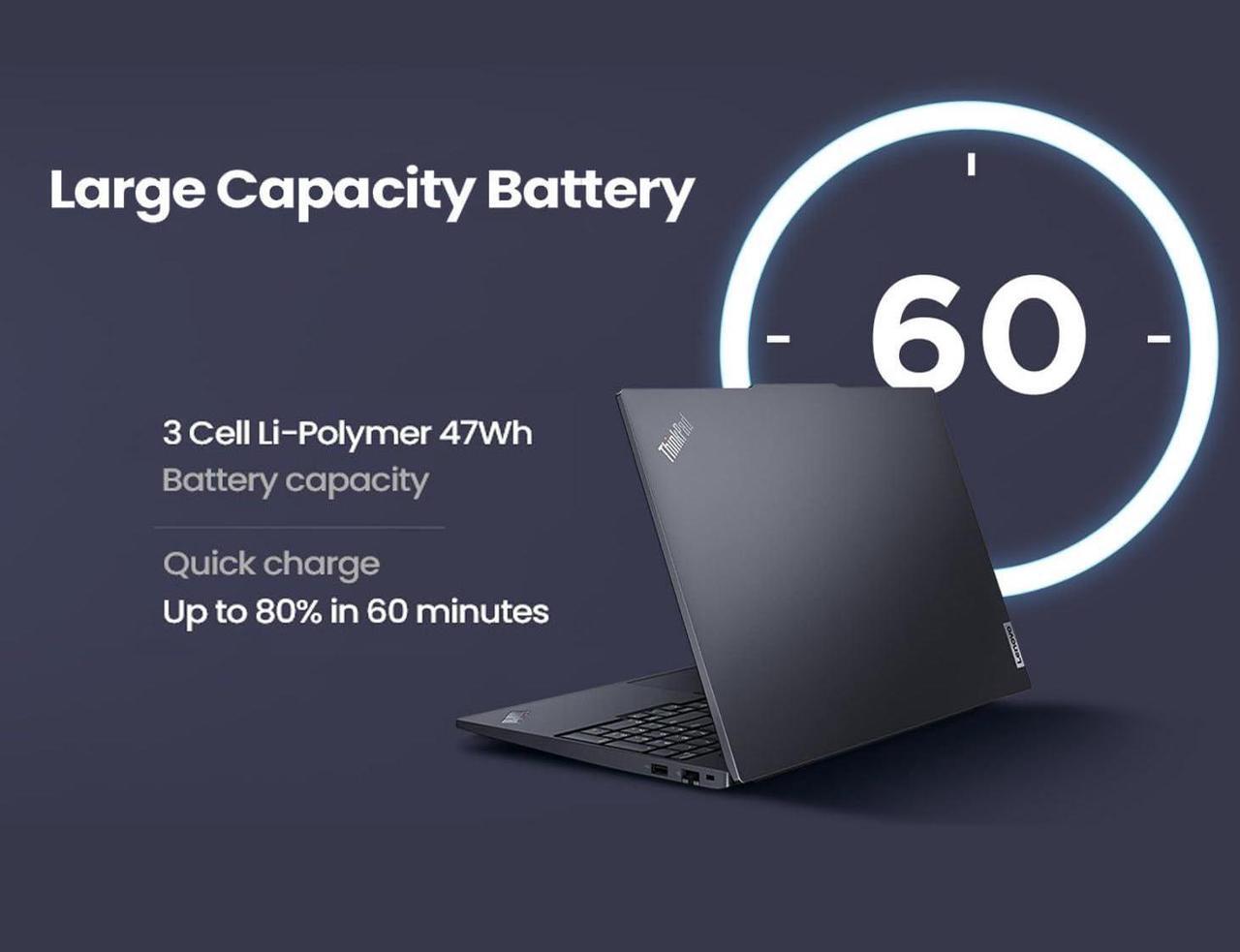 Alt view image 6 of 7 - Lenovo ThinkPad E16 Gen 2 Business Laptop (16" FHD+ Anti-glare, AMD Ryzen 5 7535U (> Intel i7-1360P), 32GB DDR5, 1TB SSD) Fingerprint, Backlit, RGB Webcam, Wi-Fi, RJ-45, Win 11 Pro w/ AI Copilot