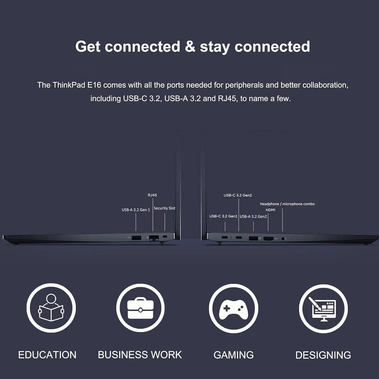 Alt view image 7 of 7 - Lenovo ThinkPad E16 Gen 2 Business Laptop (16" FHD+ Anti-Glare, AMD Ryzen 7 7735HS (> i7-1255U), 32GB DDR5 RAM, 1TB SSD) Backlit, Fingerprint, 1080p Webcam, Wi-Fi, Ethernet, Win 11 Pro w/ AI Copilot