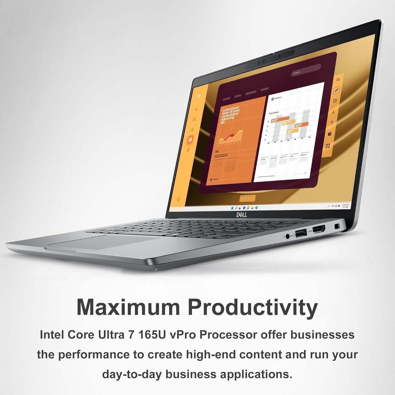 Alt view image 2 of 7 - Dell Latitude 5450 Business Laptop (14" FHD Touchscreen, Intel 12-Core Ultra 7 165U vPro, 64GB DDR5 RAM, 2TB SSD) Backlit, Fingerprint, IR Webcam, 2 x Thunderbolt 4, 3-Yr WRT, Win 11 Pro, 2025 AI PC