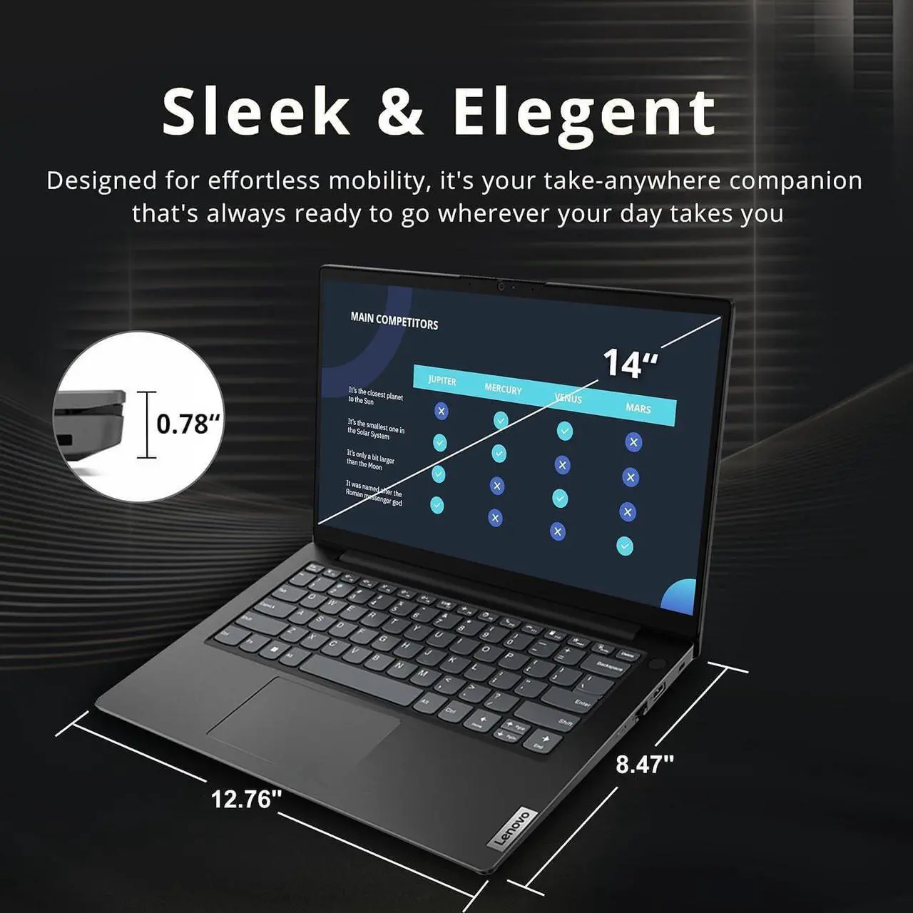 Alt view image 3 of 7 - Lenovo V14 Gen 4 Business Laptop (14" FHD Anti-Glare, Intel 10-Core i7-13620H, 40GB RAM, 2TB SSD), Webcam with Privacy Shutter, Ethernet, Wi-Fi 6, HDMI, Bluetooth, Win 11 Pro w/ Copilot, Black