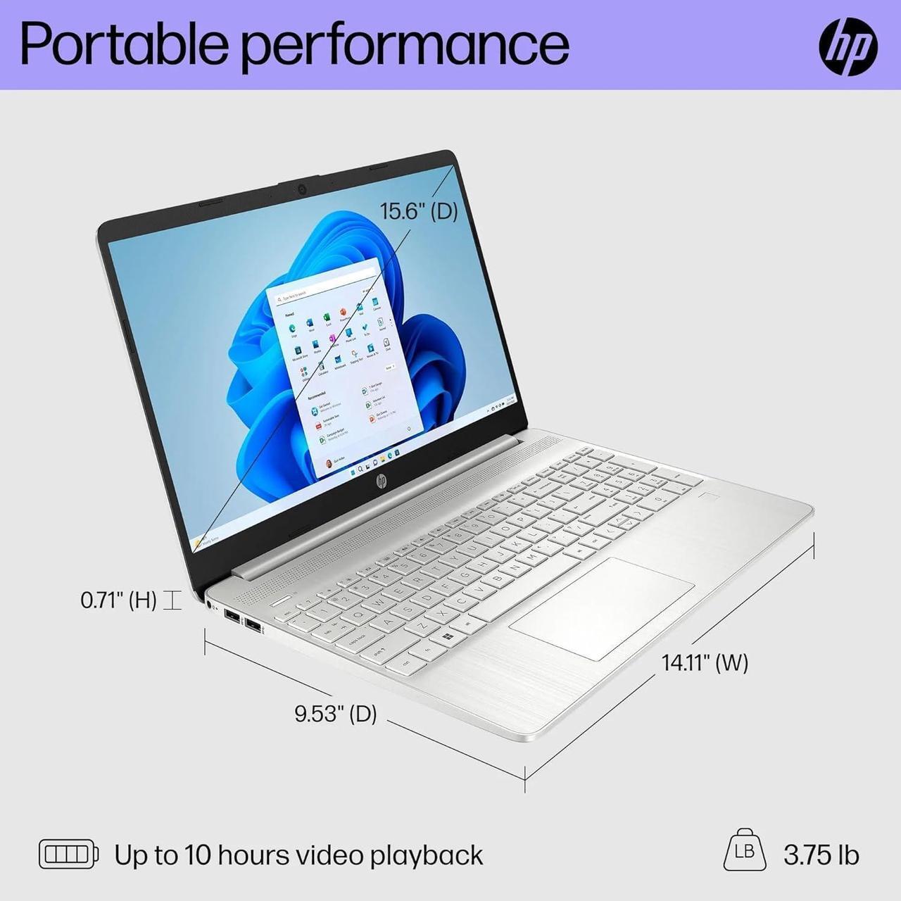 Alt view image 4 of 7 - HP 15 Laptop for Business and Students (15.6" FHD, Intel 6-Core i3-1215U, 8GB RAM, 256GB SSD), Narrow-Bezel, Fingerprint Reader, 10-Hr Long Battery Life, Webcam, Numpad, HDMI, Win 11 Pro in S Mode