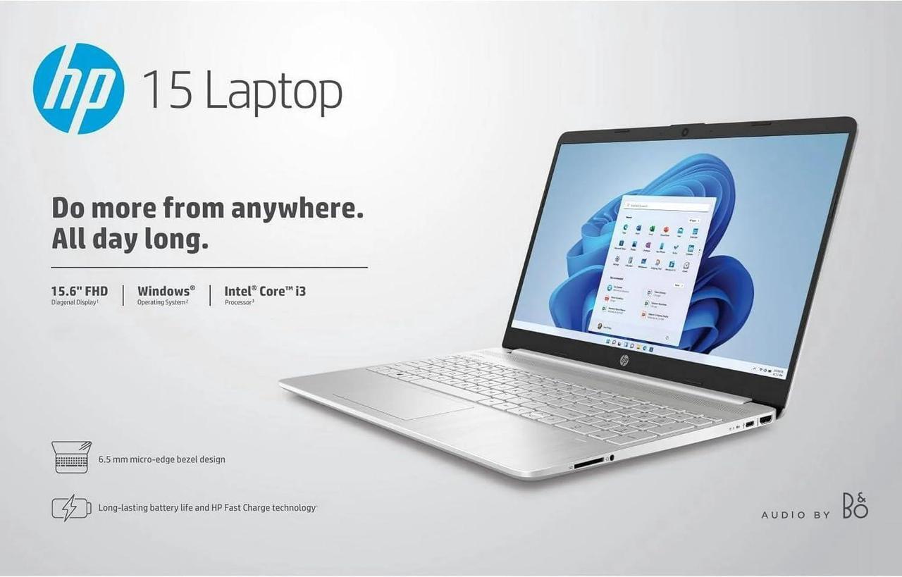 Alt view image 5 of 7 - HP 15 Laptop for Business and Students (15.6" FHD, Intel 6-Core i3-1215U, 8GB RAM, 256GB SSD), Narrow-Bezel, Fingerprint Reader, 10-Hr Long Battery Life, Webcam, Numpad, HDMI, Win 11 Pro in S Mode