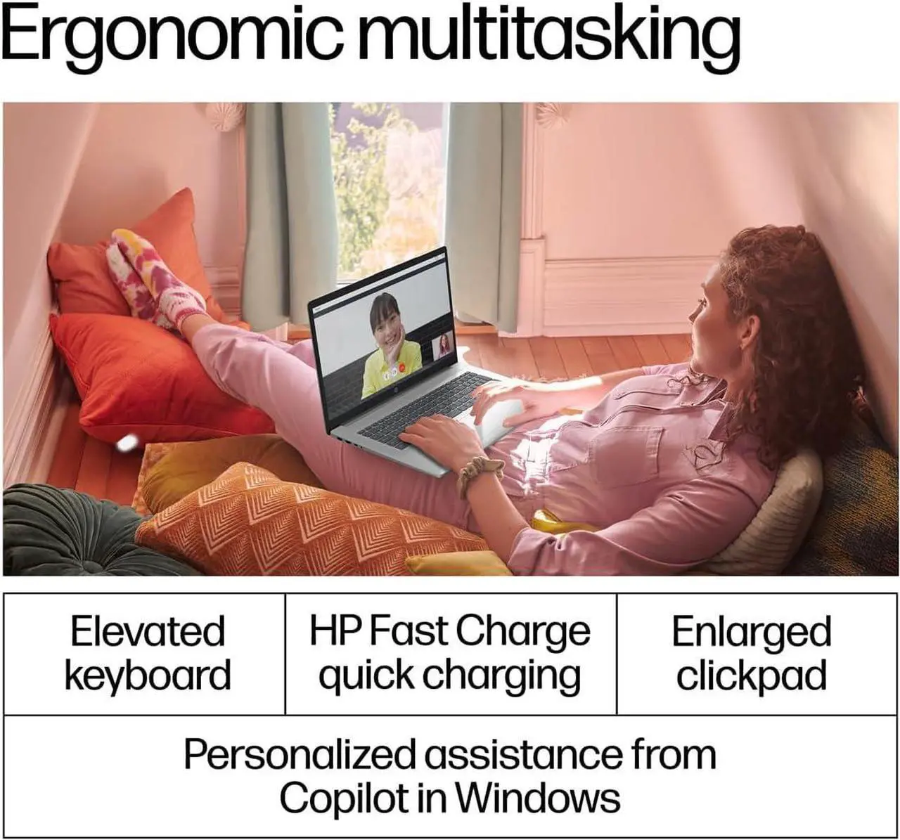 Alt view image 7 of 7 - HP 17 Laptop (17.3" FHD Anti-Glare, AMD Ryzen 5 7430U, 16GB RAM, 512GB SSD, 6-Core (> i7-1165G7)), for Business, Enterprise, Students, Long Battery Life, Webcam, Fast Charge, Win 11 Pro w/AI Copilot