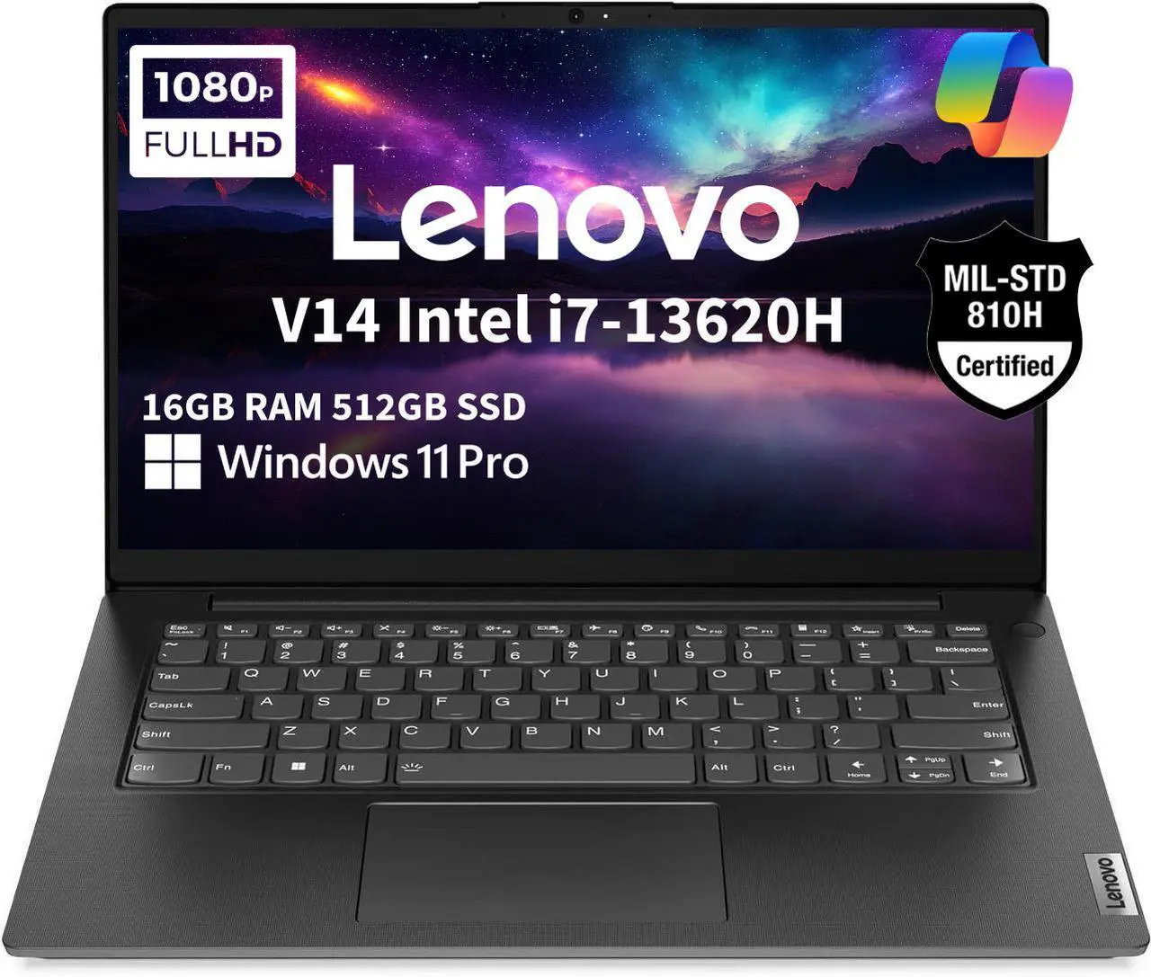 Main image of Lenovo V14 Gen 4 Business Laptop (14" FHD Anti-Glare, Intel 10-Core i7-13620H, 16GB RAM, 512GB SSD), Webcam with Privacy Shutter, Ethernet, Wi-Fi 6, HDMI, Bluetooth, Win 11 Pro w/ Copilot, Black