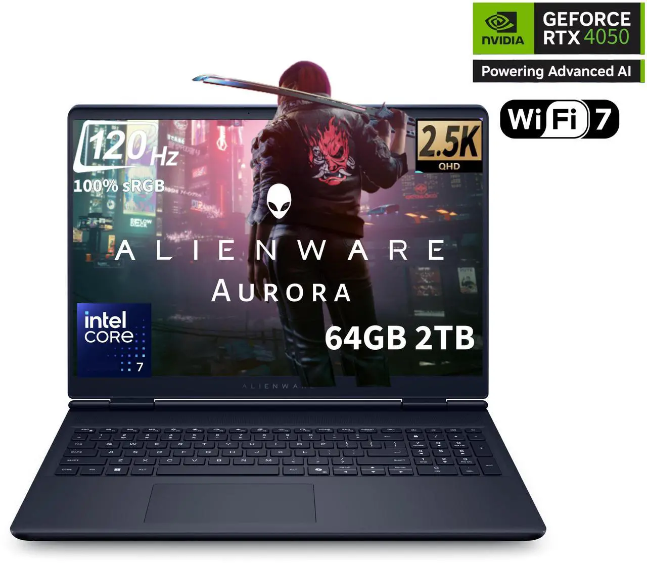 Main image of Alienware 16 Aurora Gaming Laptop (16" QHD+ 120Hz, Intel 10-Core 7 240H, 64GB DDR5 RAM, 2TB SSD, NVIDIA GeForce RTX 4050 6GB), White Backlit Keyboard, Wi-Fi 7, Ethernet, Webcam, Win 11 Home,2025