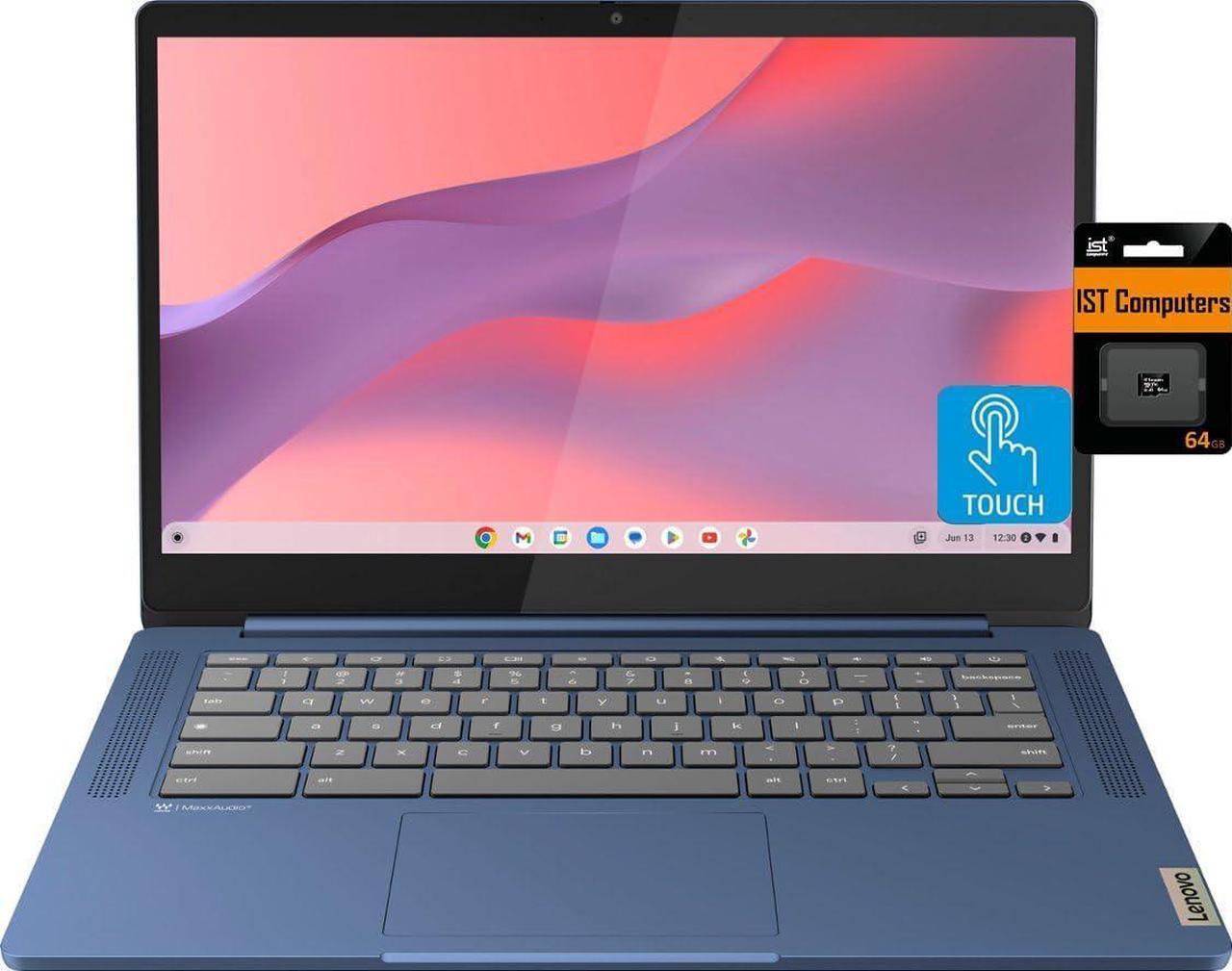 Main image of Lenovo Chromebook 14 Touchscreen Laptop (14" FHD Touch Display, 8-Core MediaTek Kompanio 520, 4GB RAM, 128GB Storage (64GB eMMC+64GB SD)), Webcam, 13-Hrs Long-Battery Life, Chrome OS, Abyss Blue