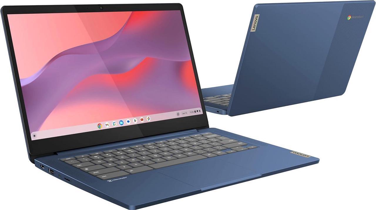 Alt view image 6 of 7 - Lenovo Chromebook 14 Touchscreen Laptop (14" FHD Touch Display, 8-Core MediaTek Kompanio 520, 4GB RAM, 128GB Storage (64GB eMMC+64GB SD)), Webcam, 13-Hrs Long-Battery Life, Chrome OS, Abyss Blue