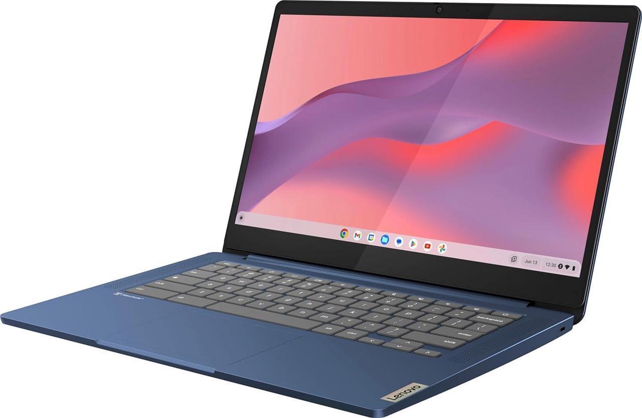 Alt view image 7 of 7 - Lenovo Chromebook 14 Touchscreen Laptop (14" FHD Touch Display, 8-Core MediaTek Kompanio 520, 4GB RAM, 128GB Storage (64GB eMMC+64GB SD)), Webcam, 13-Hrs Long-Battery Life, Chrome OS, Abyss Blue