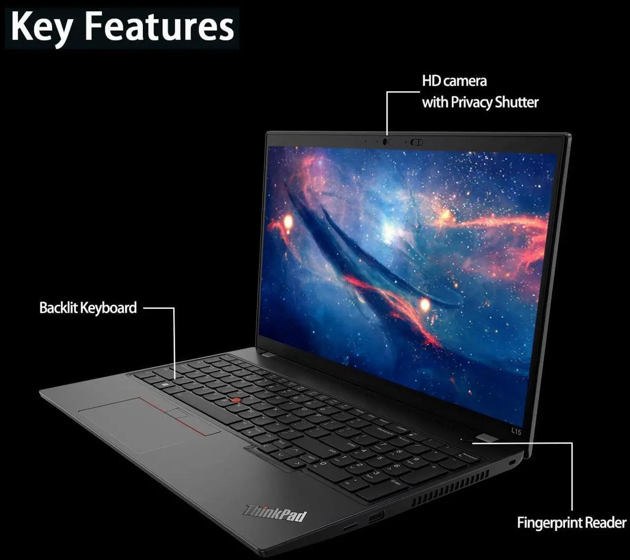 Alt view image 5 of 7 - Lenovo ThinkPad L15 Business Laptop (15.6" FHD, Intel 10-Core i5-1335U (> i7-1255U), 32GB RAM, 1TB SSD), Backlit, Fingerprint, Webcam, Numeric Keypad, Thunderbolt 4, Ethernet, Win 11 Pro w/Copilot