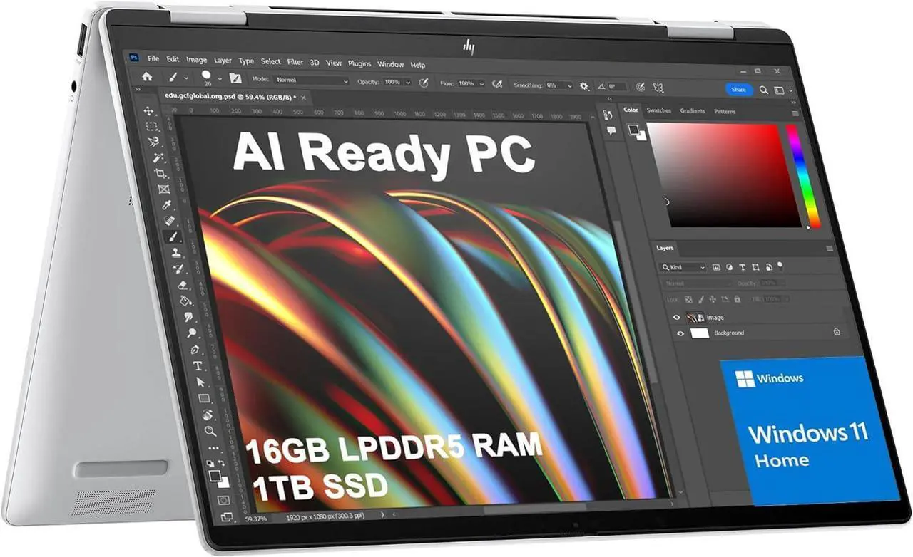 Main image of HP Envy x360 2-in-1 Laptop (14" FHD+ Touchscreen, AMD Ryzen 5 8640HS (>i7-1255u), 16GB RAM, 1TB SSD), Creator, Photographer, Designer, 2025 AI PC, Backlit KB, Webcam w/ Shutter, Copilot, Win 11 Home