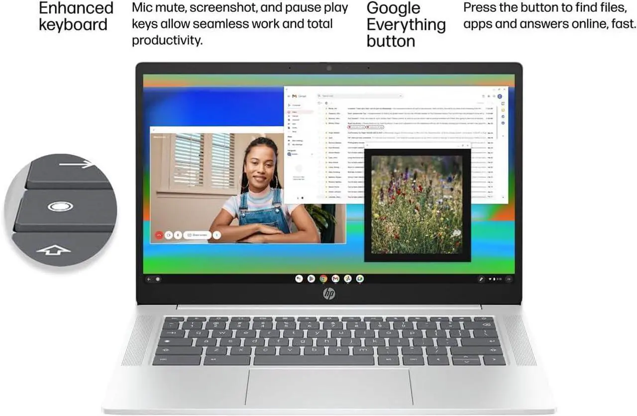 Alt view image 4 of 7 - HP Chromebook 14 Business & Students Laptop (Intel 4-Core Pentium N6000, 4GB RAM, 256GB Storage (128GB UFS+128GB SD Card), 14" Anti-Glare) 12-Hr Long Battery Life, IST HUB, Webcam, Wi-Fi 6, Chrome OS