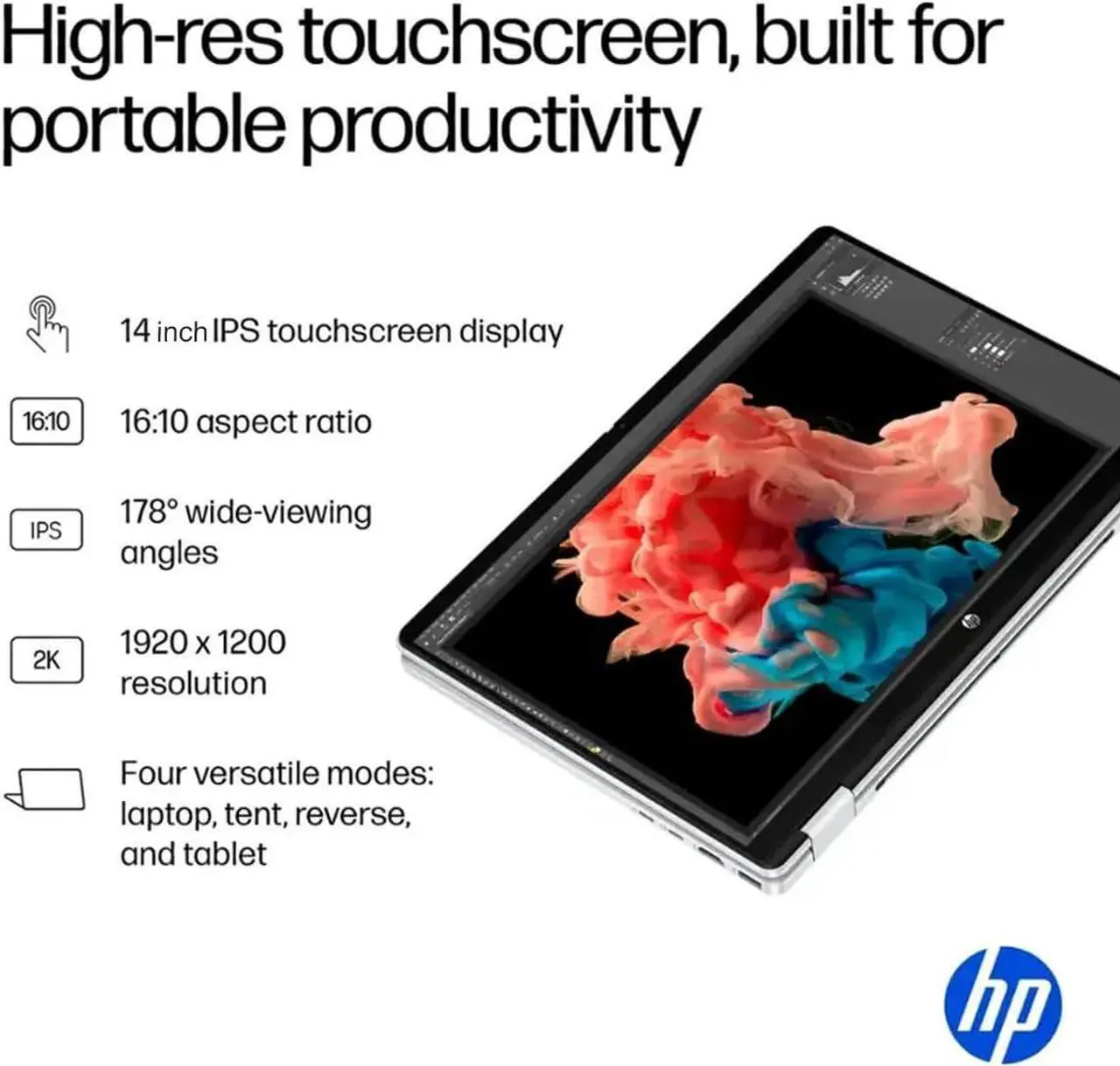 Alt view image 2 of 7 - HP OmniBook 5 Flip X360 2-in-1 Touchscreen AI PC Laptop (14" FHD+ IPS, Intel 10-Core 7 150U (> i7 1355U), 16GB DDR5, 1TB SSD) for Creator, Designer, 5MP IR Webcam, 21-Hr Battery Life, Win 11 Pro,2025