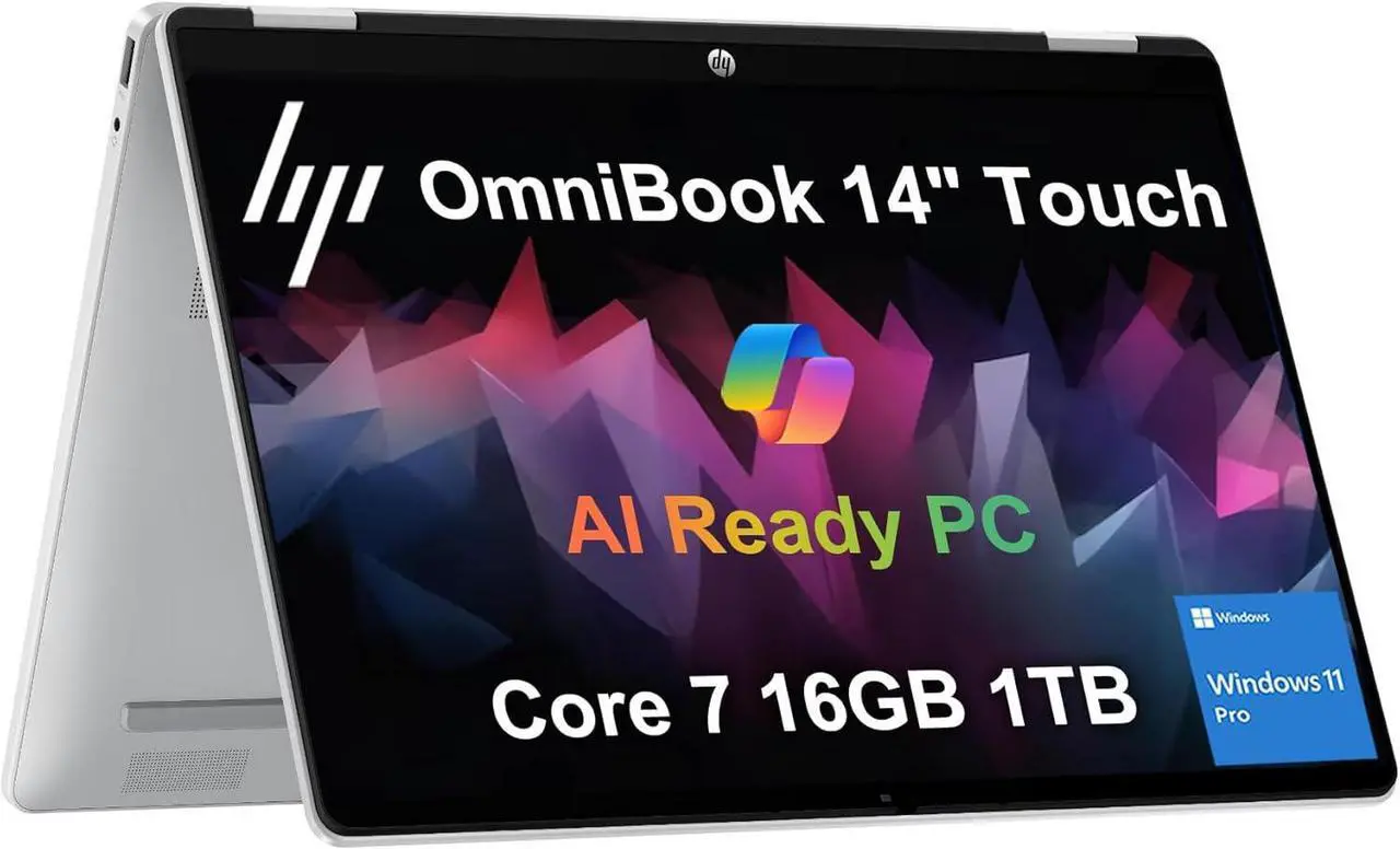 Main image of HP OmniBook 5 Flip X360 2-in-1 Touchscreen AI PC Laptop (14" FHD+ IPS, Intel 10-Core 7 150U (> i7 1355U), 16GB DDR5, 1TB SSD) for Creator, Designer, 5MP IR Webcam, 21-Hr Battery Life, Win 11 Pro,2025