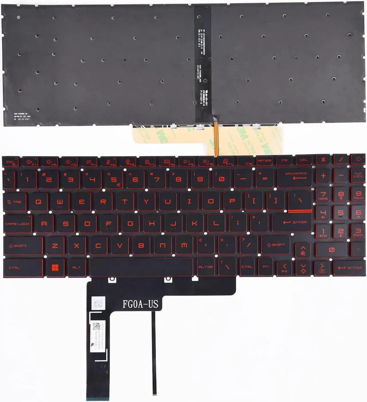 Main image of replacement keyboard for MSI Katana GF76 11SC 11UE 12UD 12UC 12UG MS-17L1 US Red Backlit