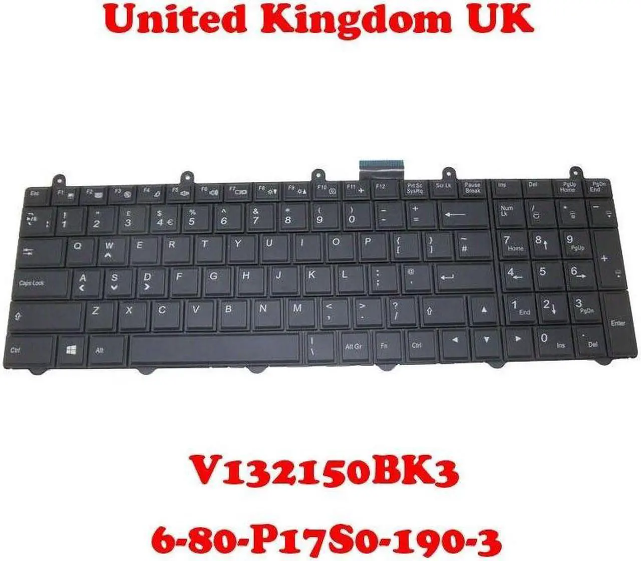 Main image of UK Backlit Keyboard For CLEVO P157SM P177SM V132150Black color3 6-80-P17S0-190-3 P370SM