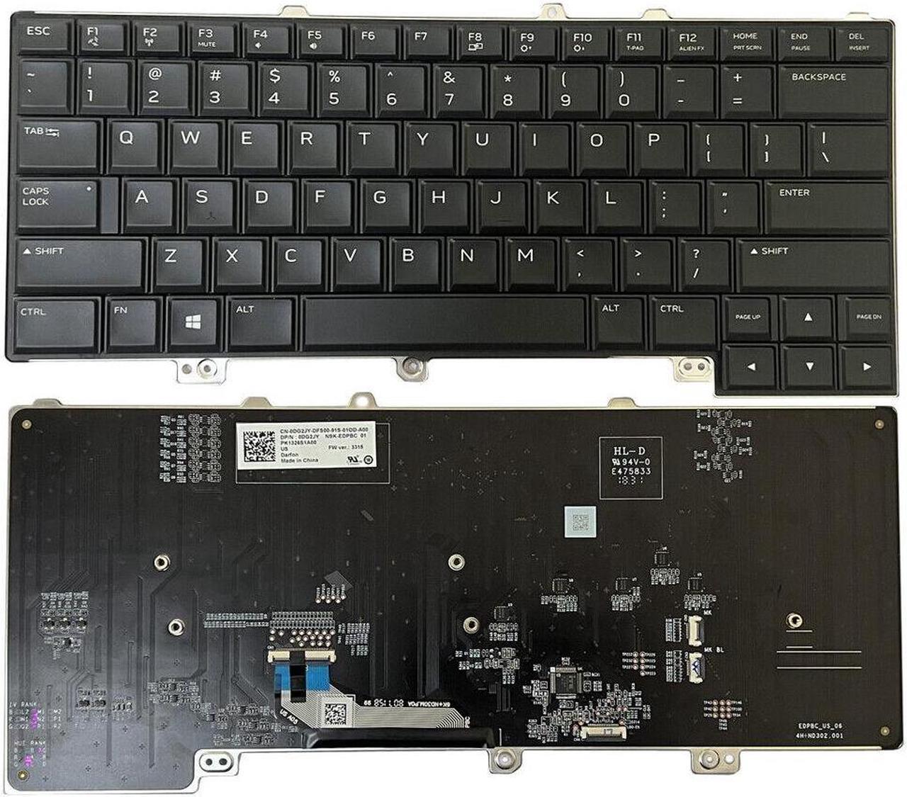 Main image of Backlit Colorful Keyboard US for DELL Alienware 15 R4 RGB 0DG2JY PK1326S1A0