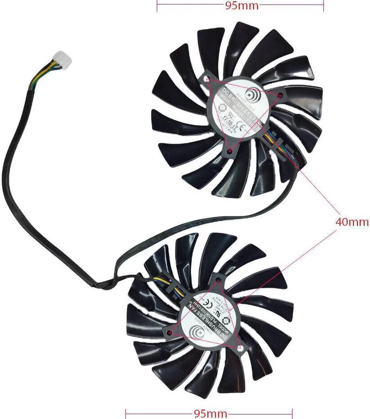 Alt view image 2 of 5 - GPU cooling fan for MSI GTX 1060 1070 1080 RX480 R9 3