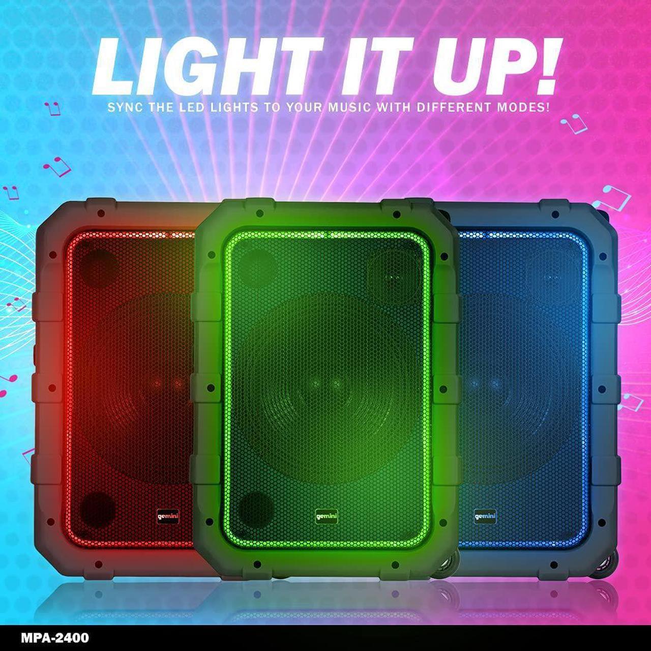 Alt view image 5 of 8 - Gemini Sound MPA-2400 Wireless Weatherproof Bluetooth Trolley Tailgate Speaker