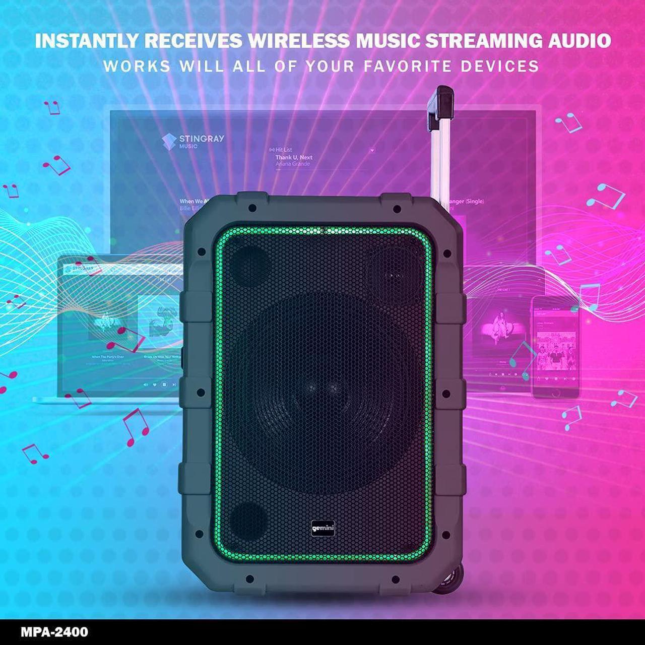Alt view image 4 of 8 - Gemini Sound MPA-2400 Wireless Weatherproof Bluetooth Trolley Tailgate Speaker