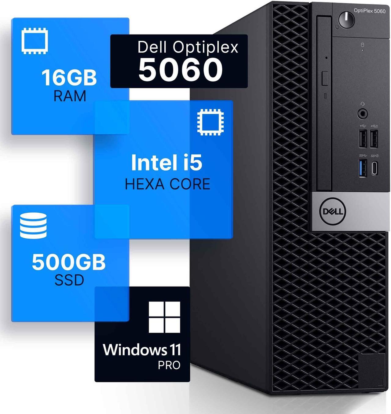 Dell Optiplex 5060 Desktop Computer | Hexa Core Intel i5-8500 | 16GB DDR4 RAM | 500GB SSD Solid State | Windows 11 Professional  | Home or Office PC