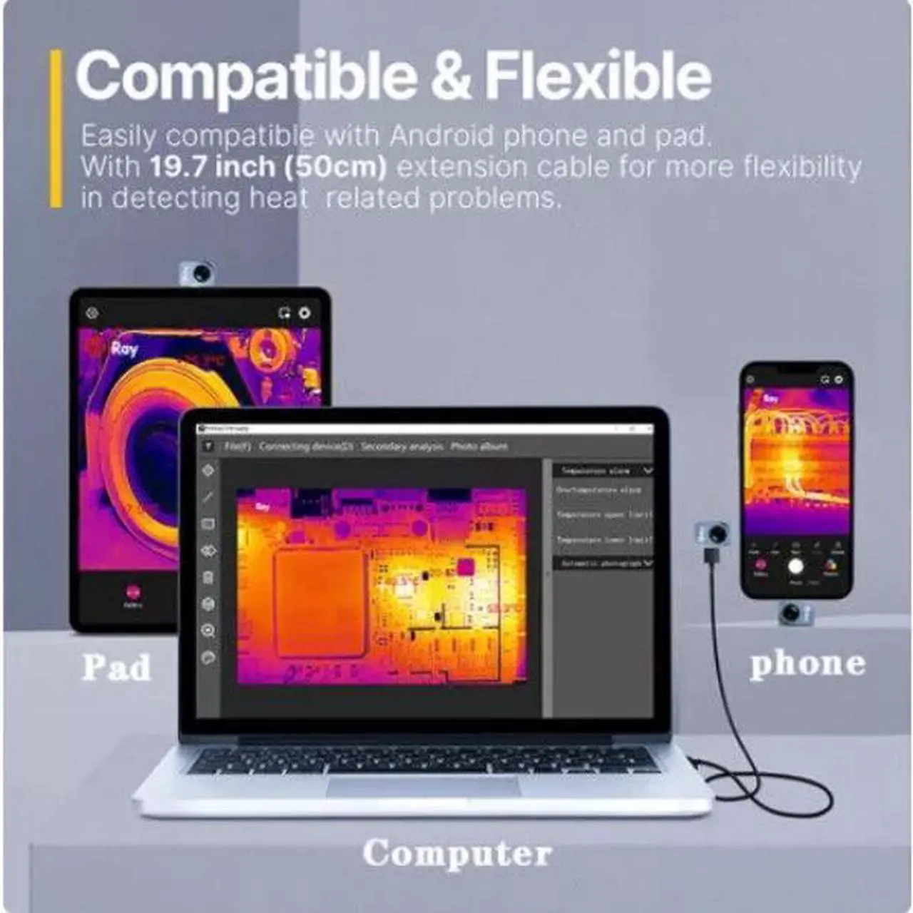 Alt view image 4 of 7 - InfiRay P2 Pro Thermal Camera Smartphone 256x192 IR High Resolution Image Camera for iPhone & Android  (Without macro lens)