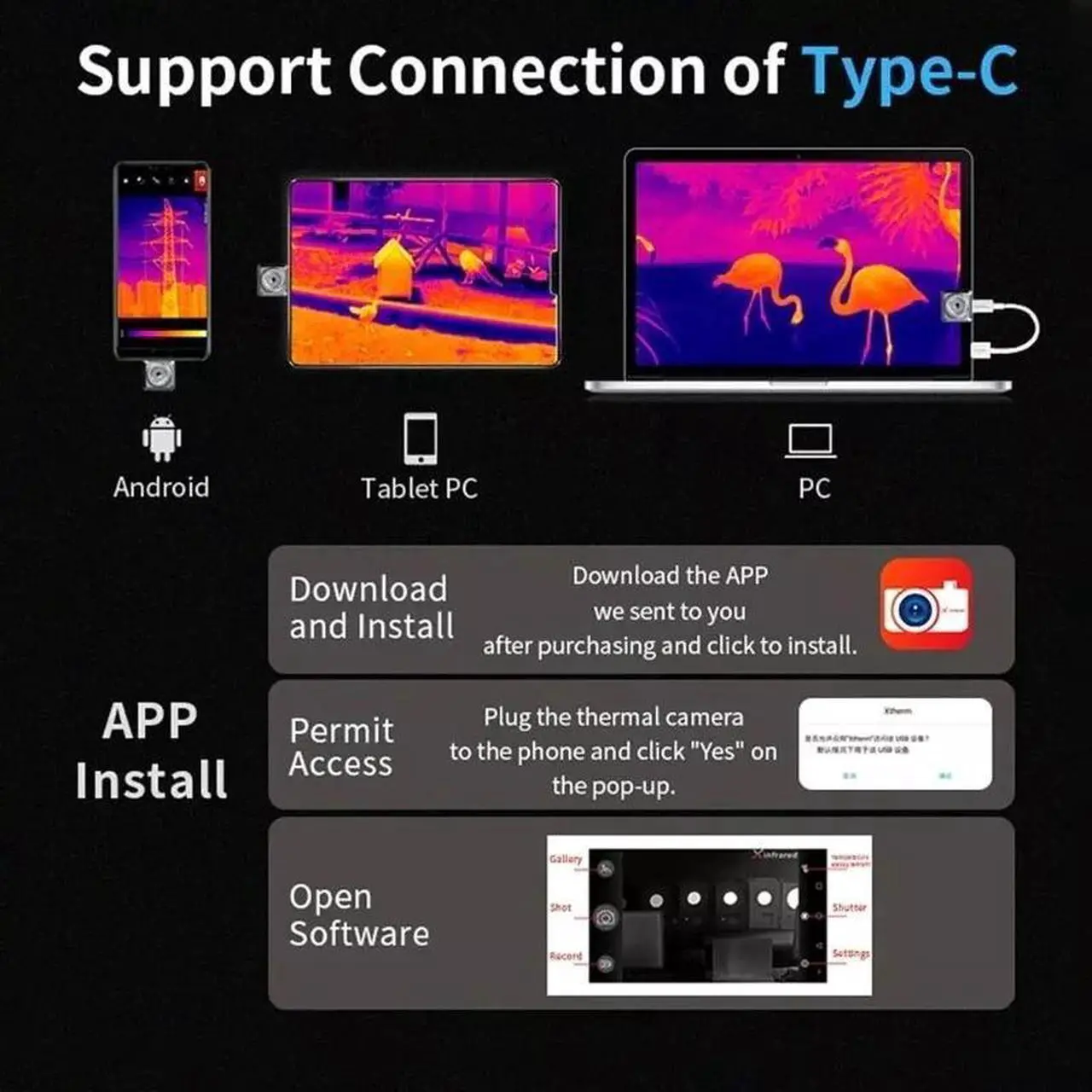 Alt view image 6 of 7 - InfiRay T2L Thermal Camera for Smart Phones Android iOS 25Hz Reframe Rate for iPhone iOS