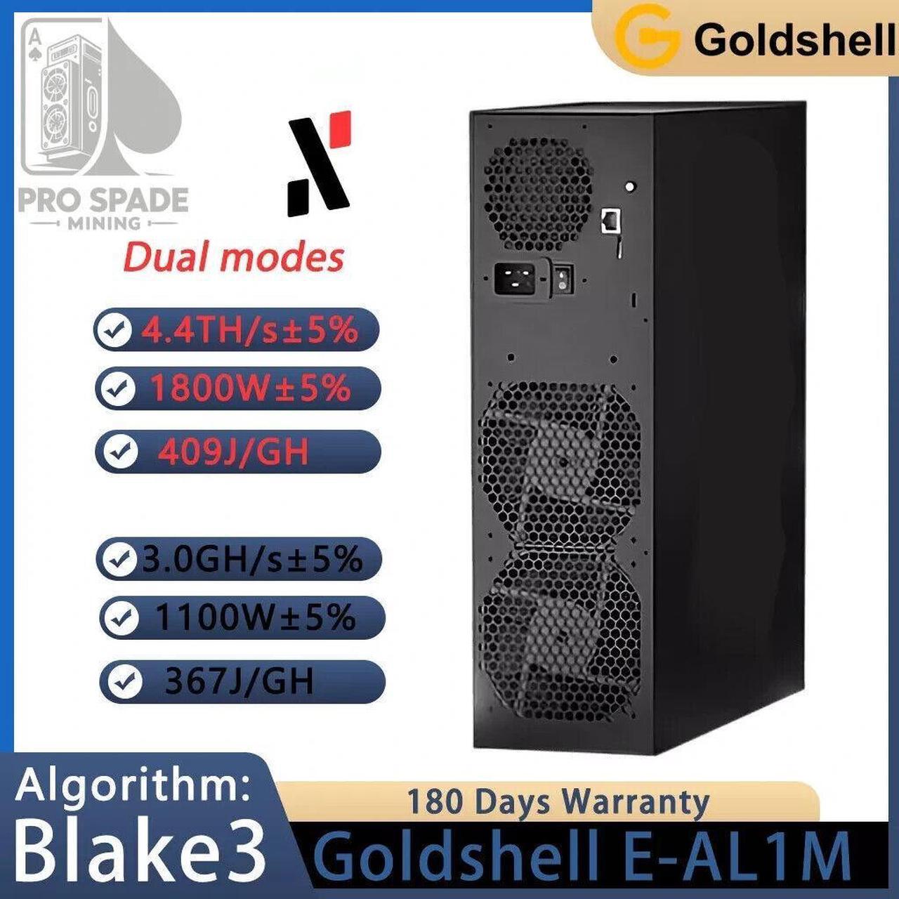 Main image of NEW Miner Goldshell E-AL1M 4.4TH 1800W ALPH Black 3 Algorithm with PSU In Stock