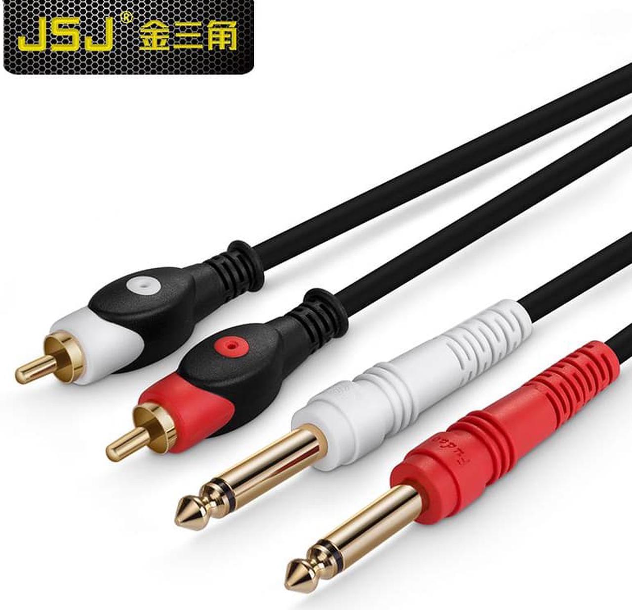 5ft Dual RCA Male Jack to Dual 6.35mm 1/4" TRS Male Plug Stereo Audio Cable Cord Wire for Mixer AV Amplifier (1pcs)