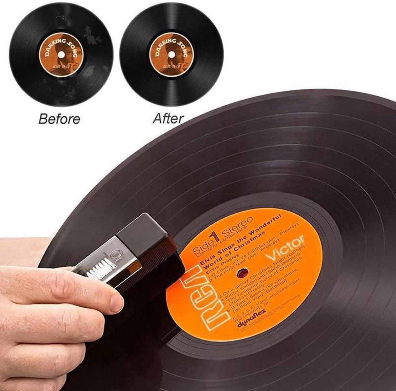 Alt view image 4 of 6 - Vinyl Record Cleaning Brush Set 2 In 1 Vinyl Record Cleaning Brush Set Anti-Static Cleaner Kit