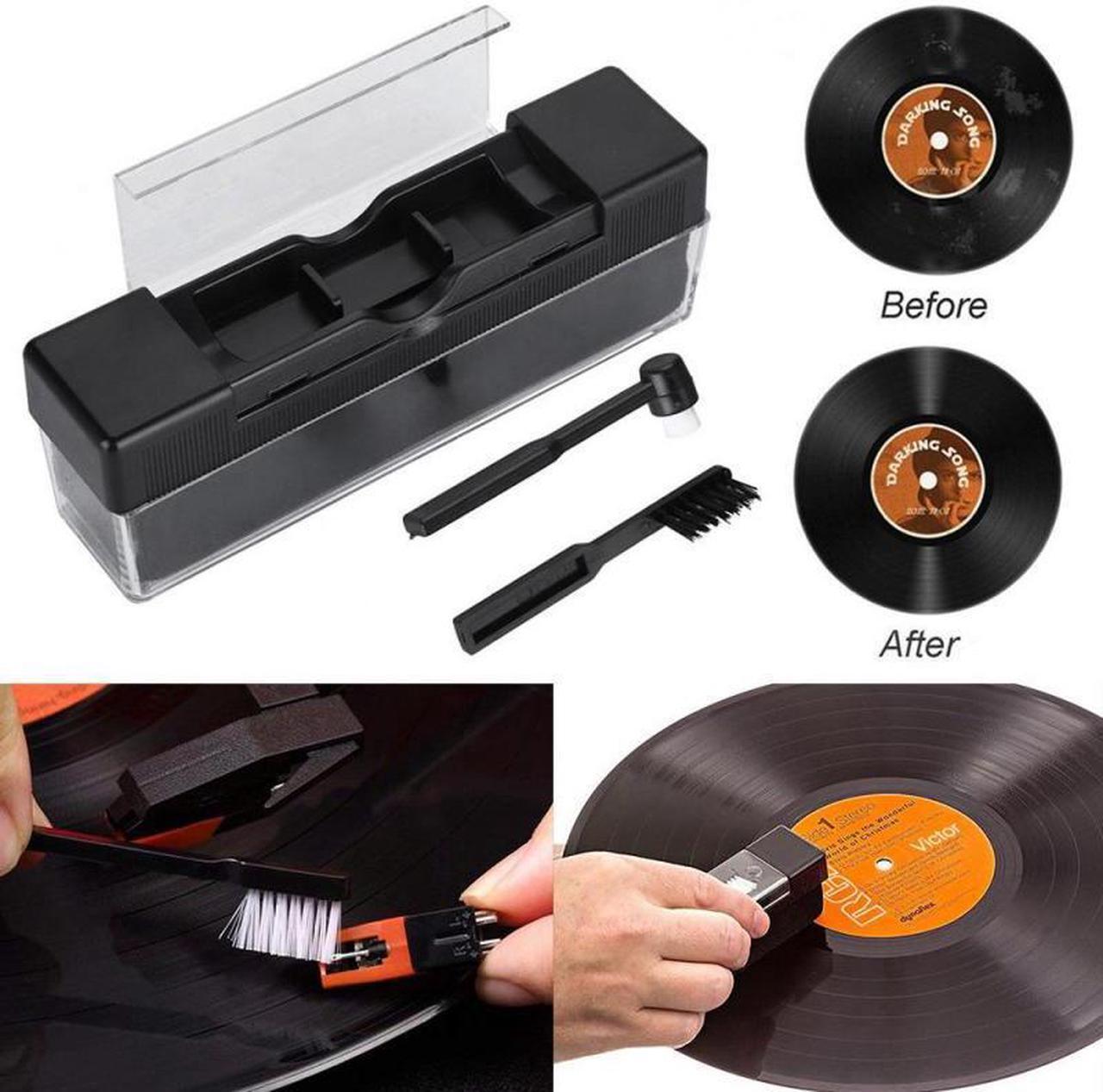 Alt view image 5 of 6 - Vinyl Record Cleaning Brush Set 2 In 1 Vinyl Record Cleaning Brush Set Anti-Static Cleaner Kit