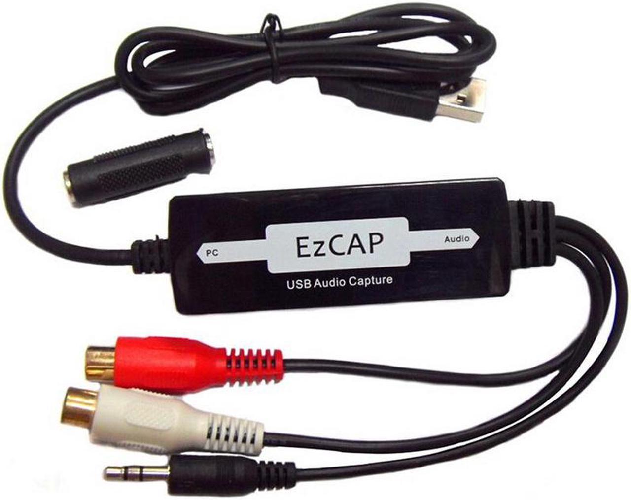 EZCAP USB Audio Capture Cassette To CD/MP3 Converter MP3 WMA WAVE Recorder Edit Audio to Digital RCA R/L 3.5mm audio input