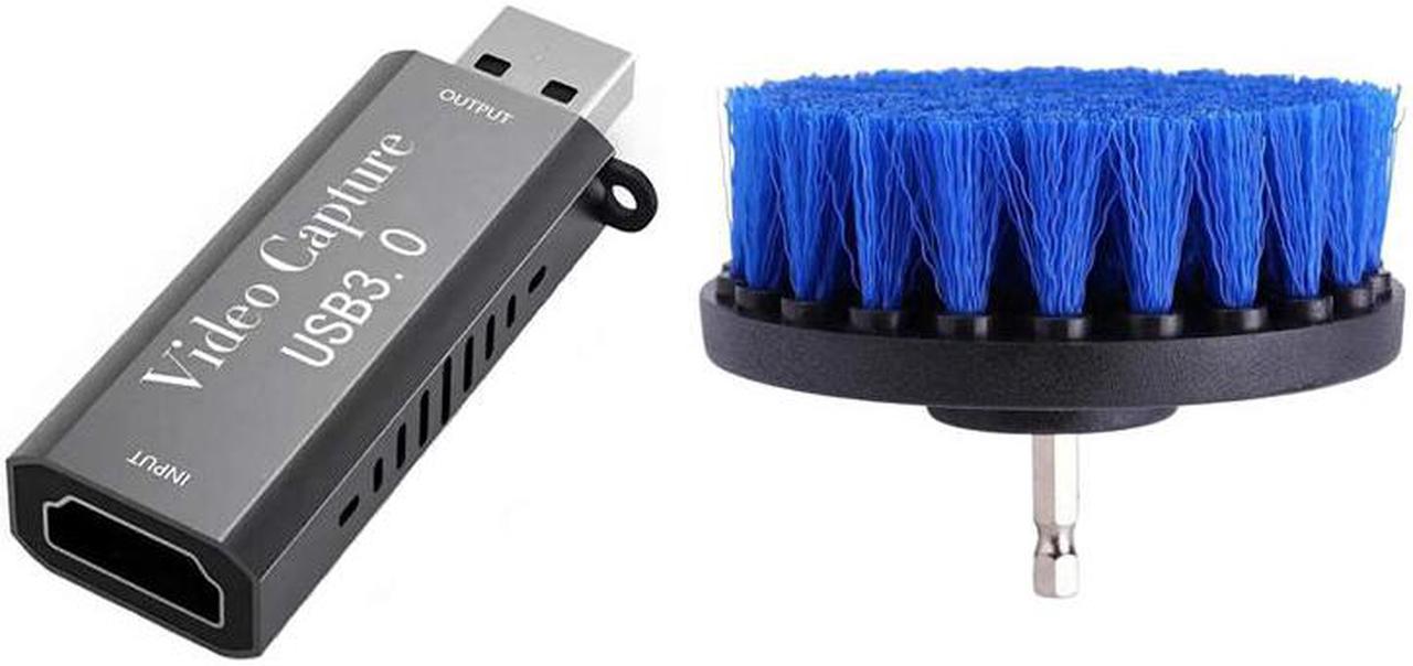 HDMI Video Capture Card, HDMI To USB 3.0 Game Capture Audio Video Grabber With Cleaning Brush Scrubber Drill Brushes