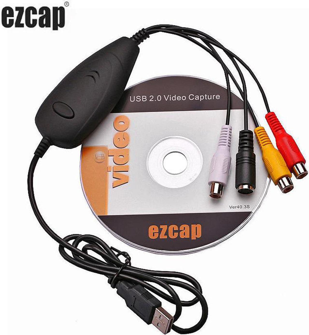 Ezcap172 USB 2.0 Video Grabber AV S-Video Game Audio Capture Card Old Tape VHS 8mm Cassette Video Camera Camcorder Windows Win10