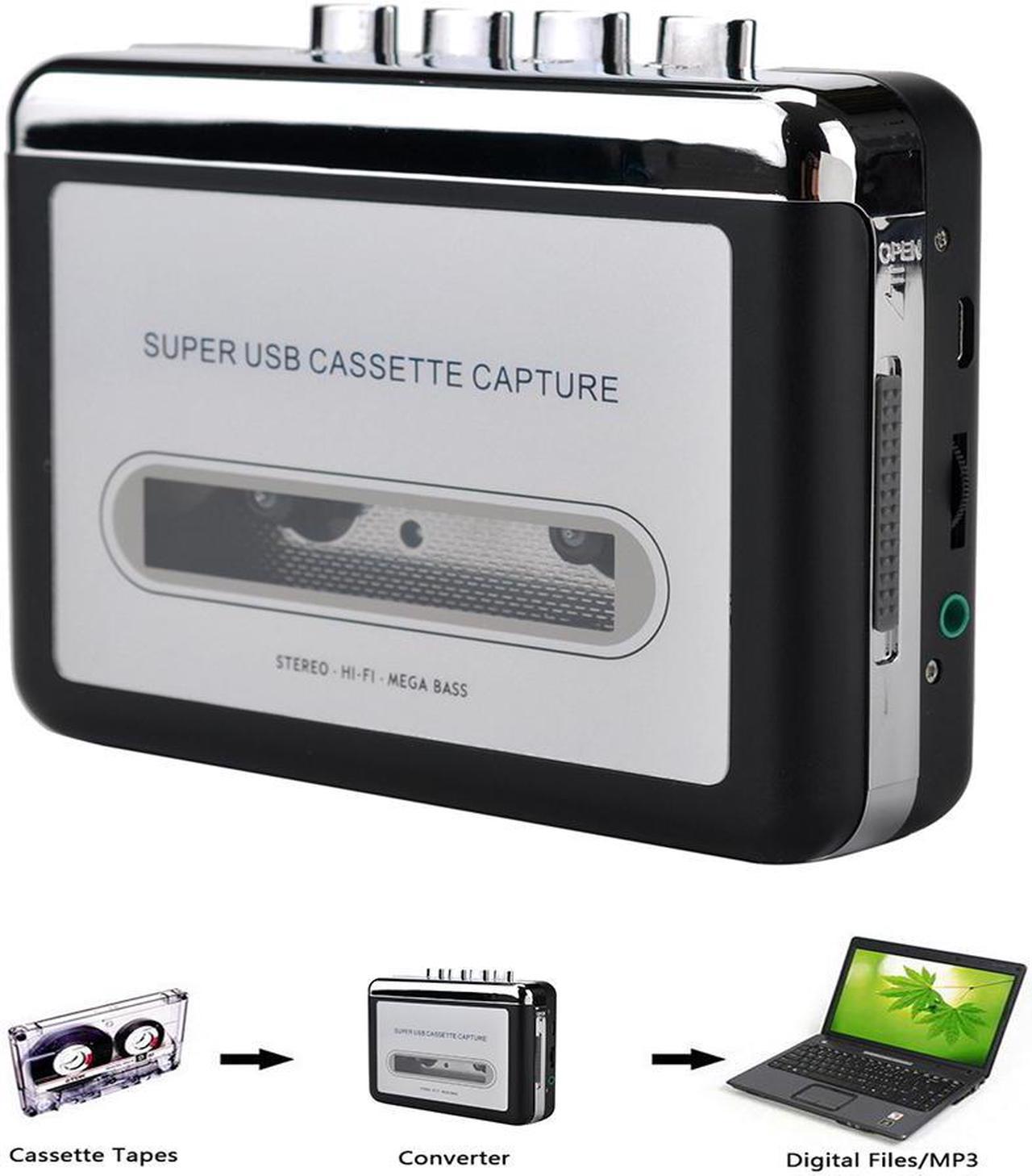 Cassette Player Cassette to MP3 Converter Capture Audio Music Player Convert Tape Cassette on tape to PC Laptop