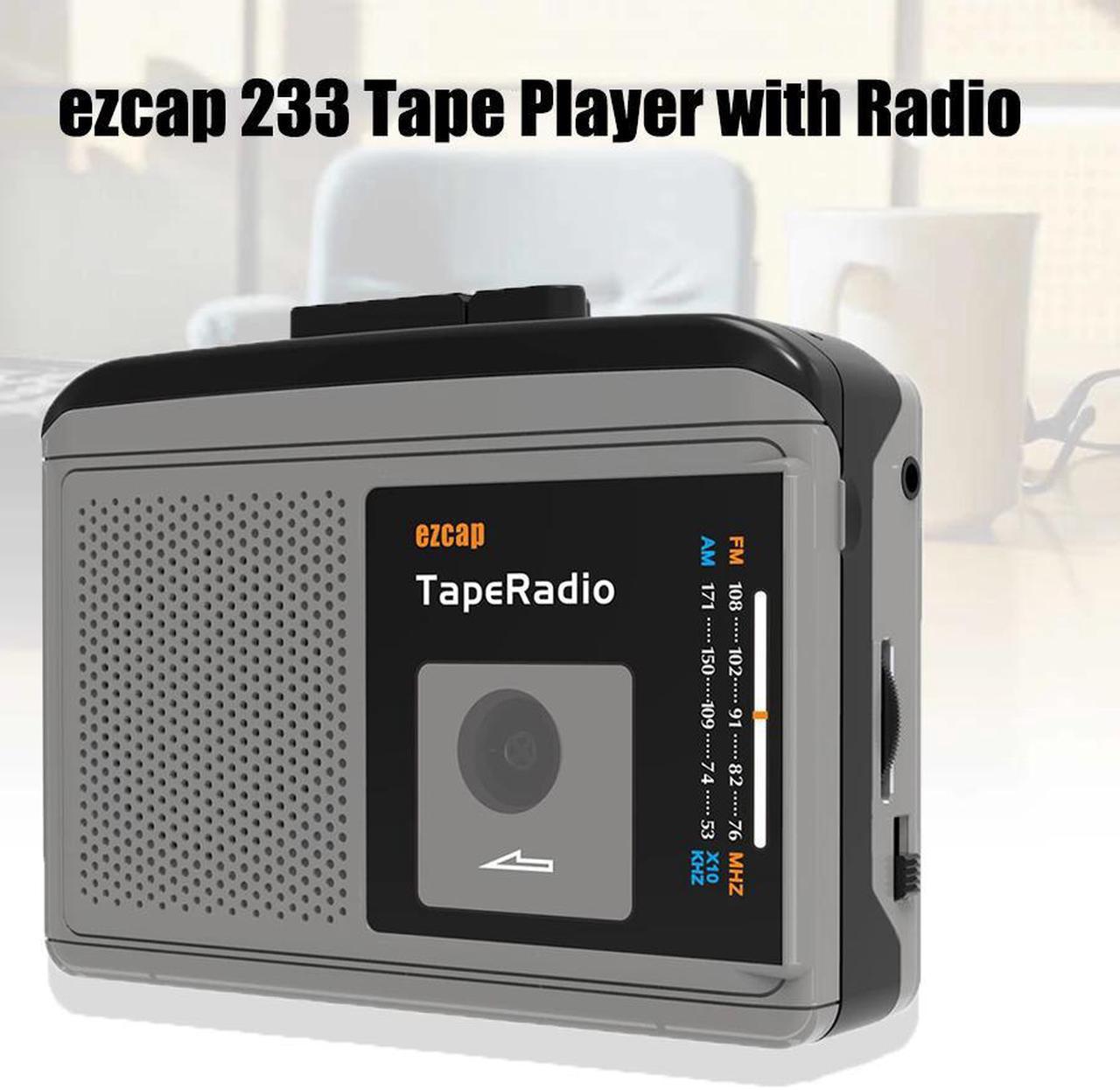 Ezcap233 English Songs Tape Cassette Player with AM/FM Radio 3.5mm Audio Output, Tape Walkman Player Built-in Speaker