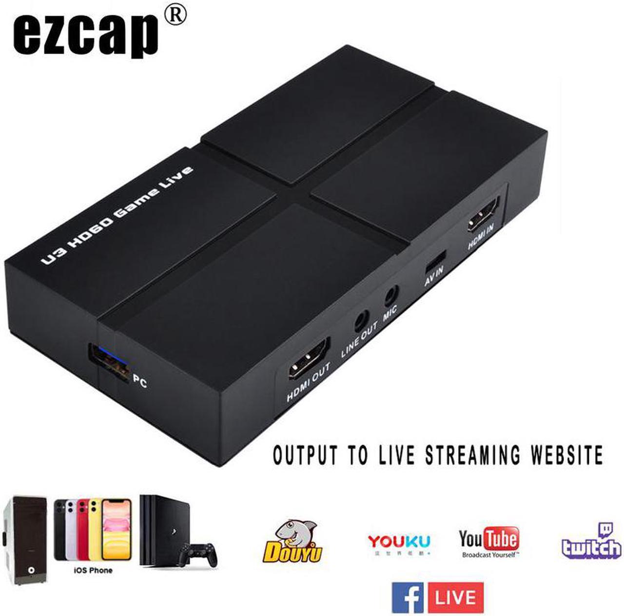 Ezcap 263 U3 1080P 60 AV HDMI To USB 3.0 Video Capture Card Phone PC Game Recording Live Streaming Device Micphone In Audio Out