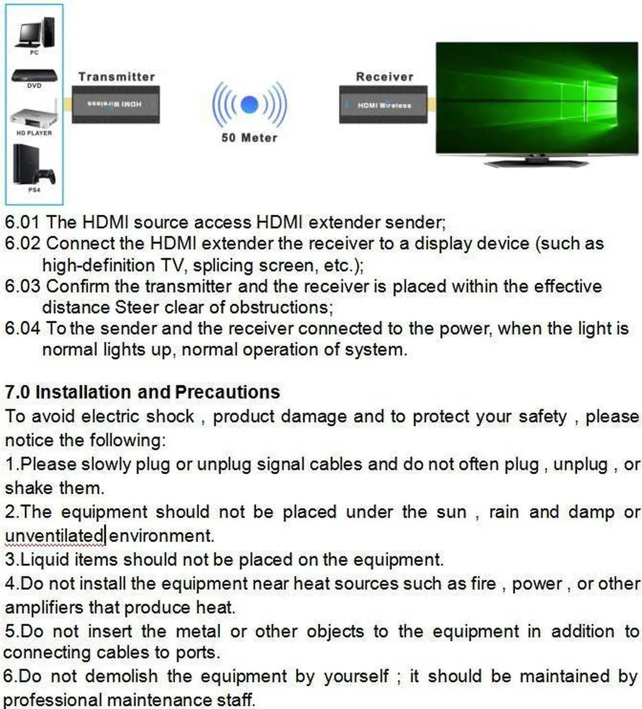 Alt view image 7 of 7 - 98Ft / 30m Wireless HDMI Video Extender 1 Transmitter and 2 Receivers Splitter Converter Display Adapter Screen Share Switch for PS4 PC To TV Monitor Projector
