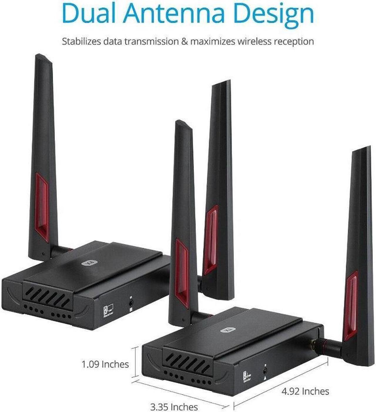 Alt view image 6 of 6 - 1 TX and 1 RX kit, 1080p@60Hz HDMI Wireless Extender with Loopout,HDCP1.3 compliant 5GHz Wireless Splitter, Up to 656ft / 200M