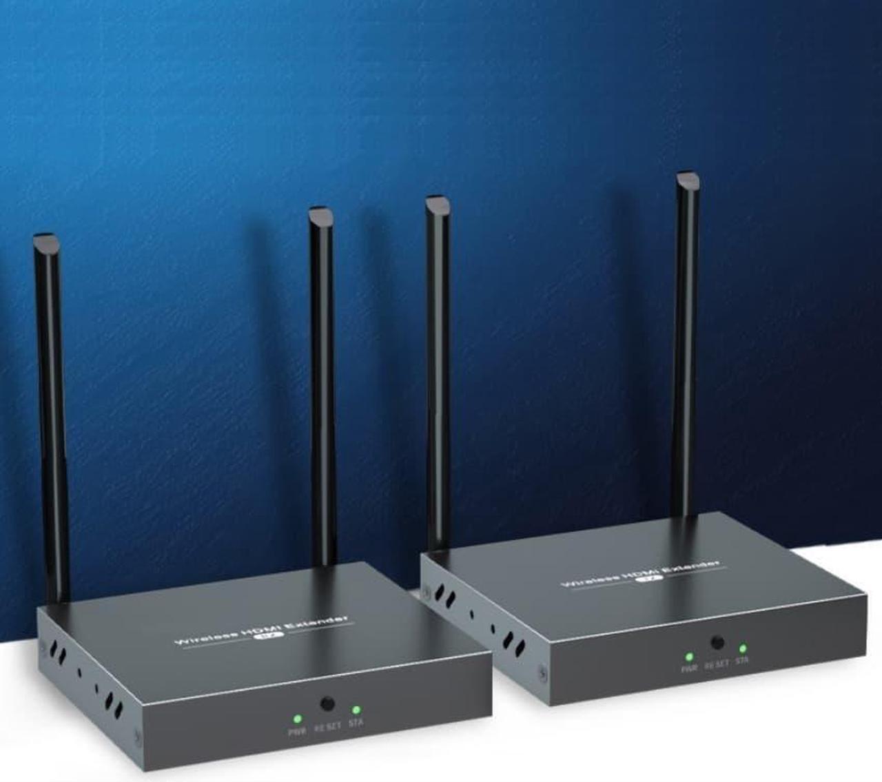 Alt view image 5 of 7 - Up to 656Ft, H.264 Wireless HDMI Video Extender with Local Pass-through 1080P@60Hz HDMI Loop-out Transmitter Receiver Kit 200m Extension with IR remote