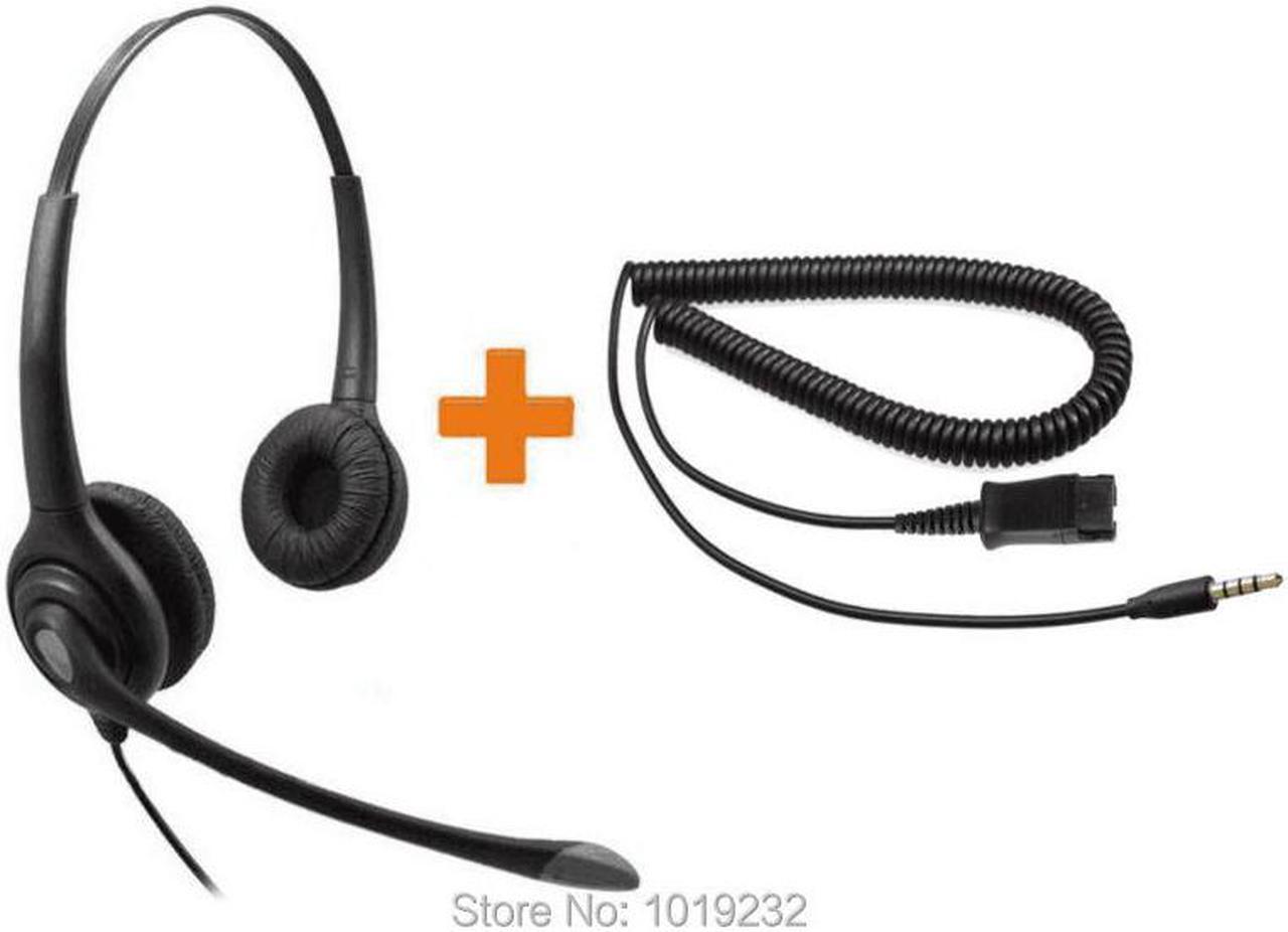 Call center headphones QD (Quick Disconnect) headset with single 3.5mm plug for laptop,Smartphone,computer ,PC or RJ9 plug