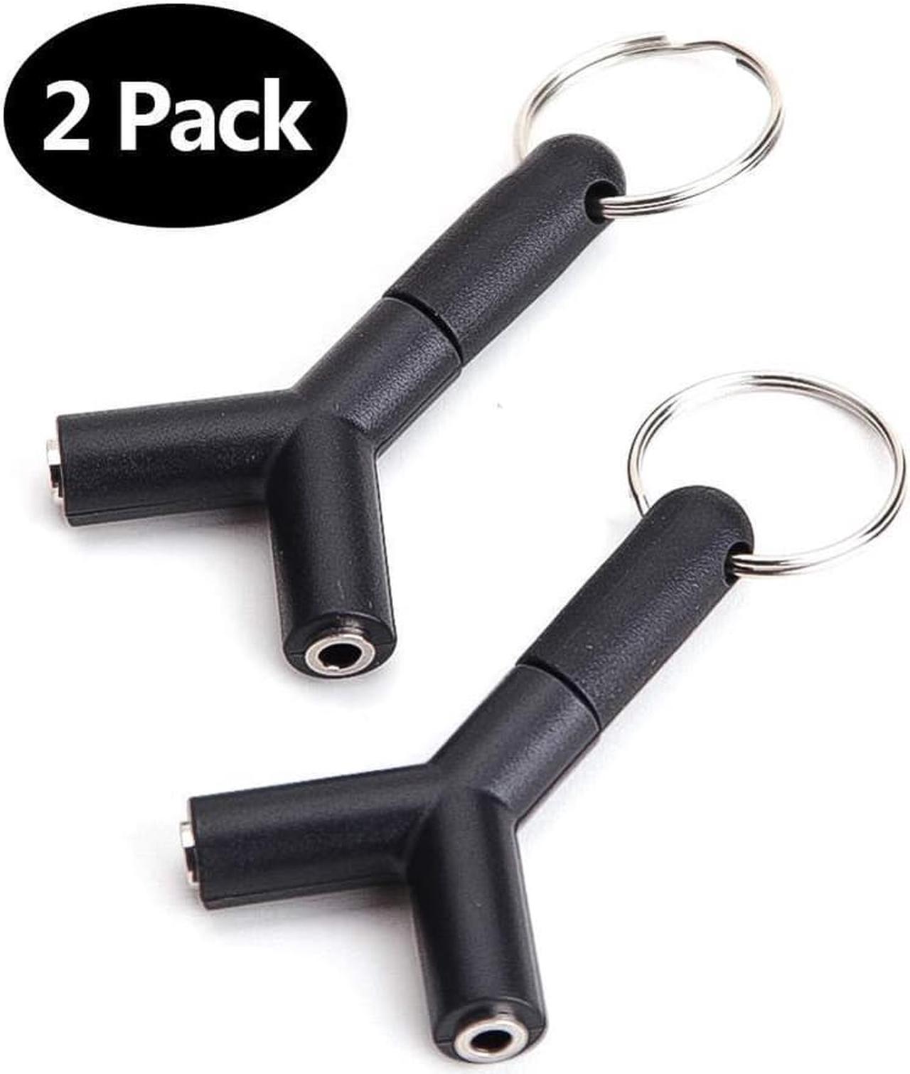 1Pcs Audio Splitter Adapter,3.5mm Y Shape Stereo Jack Audio Headset Connector Adapter with Keyring