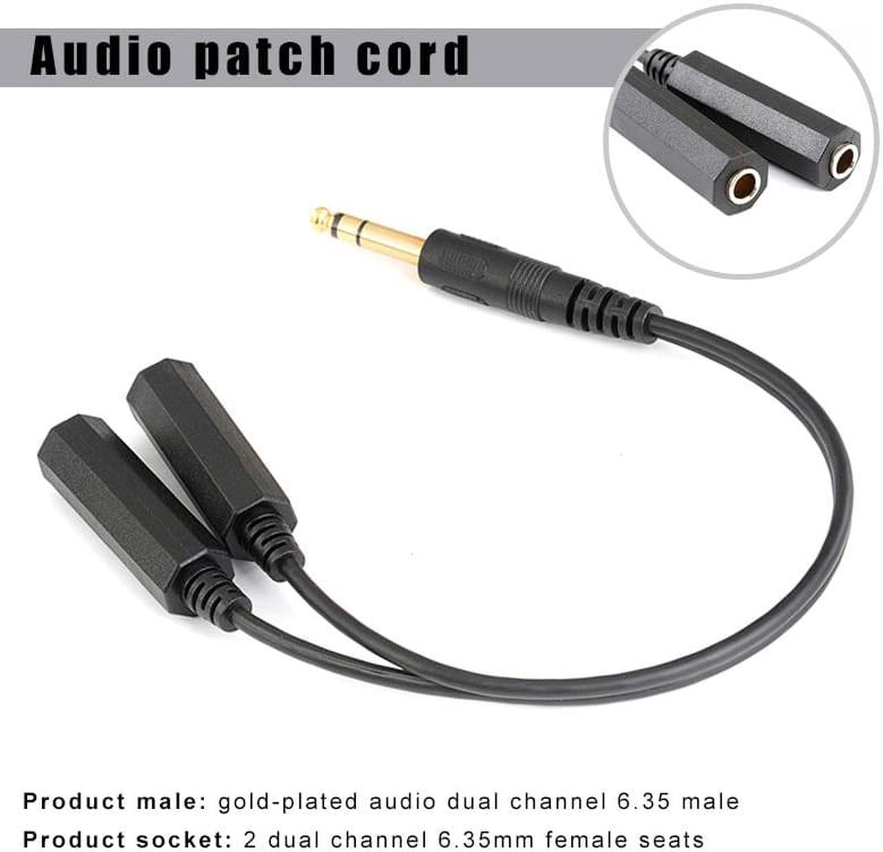 1Pcs 6.35mm Stereo Male to 6.35mm Dual Female Adapter Jack 1/4 Audio Y Splitter Cable Audio Connector