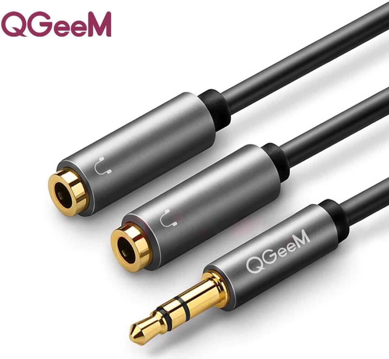 1Pcs QGEEM Headphone Splitter Audio Cable 3.5mm Male to 2 Female Jack 3.5mm Splitter Adapter Aux Cable for iPhone Samsung MP3 Playe