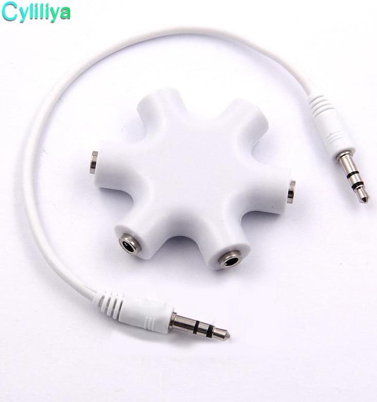 3.5mm Jack 6 Way Multi Port Hub Aux Headphone Splitter Useful Audio Cable Adapter Converter Earphone Accessory 10pcs/lot