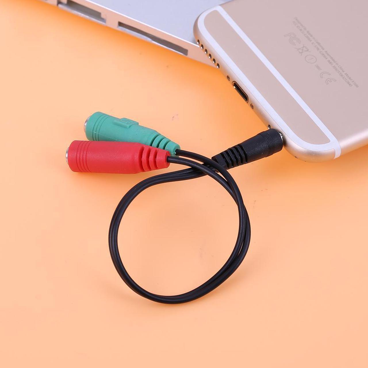 Alt view image 3 of 6 - 2pcs 3.5mm 1 Male to 2 Female Y Splitter Audio Extension Cable Earphone Microphone Adapter Cable Cord Wire for Phone Karaoke