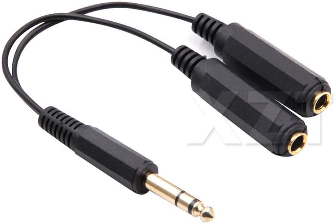 1Pcs 20cm 6.35mm 1/4" Stereo Male to 2 X 6.35 Female Y Splitter Adapter Cable Gold Plated Connectors