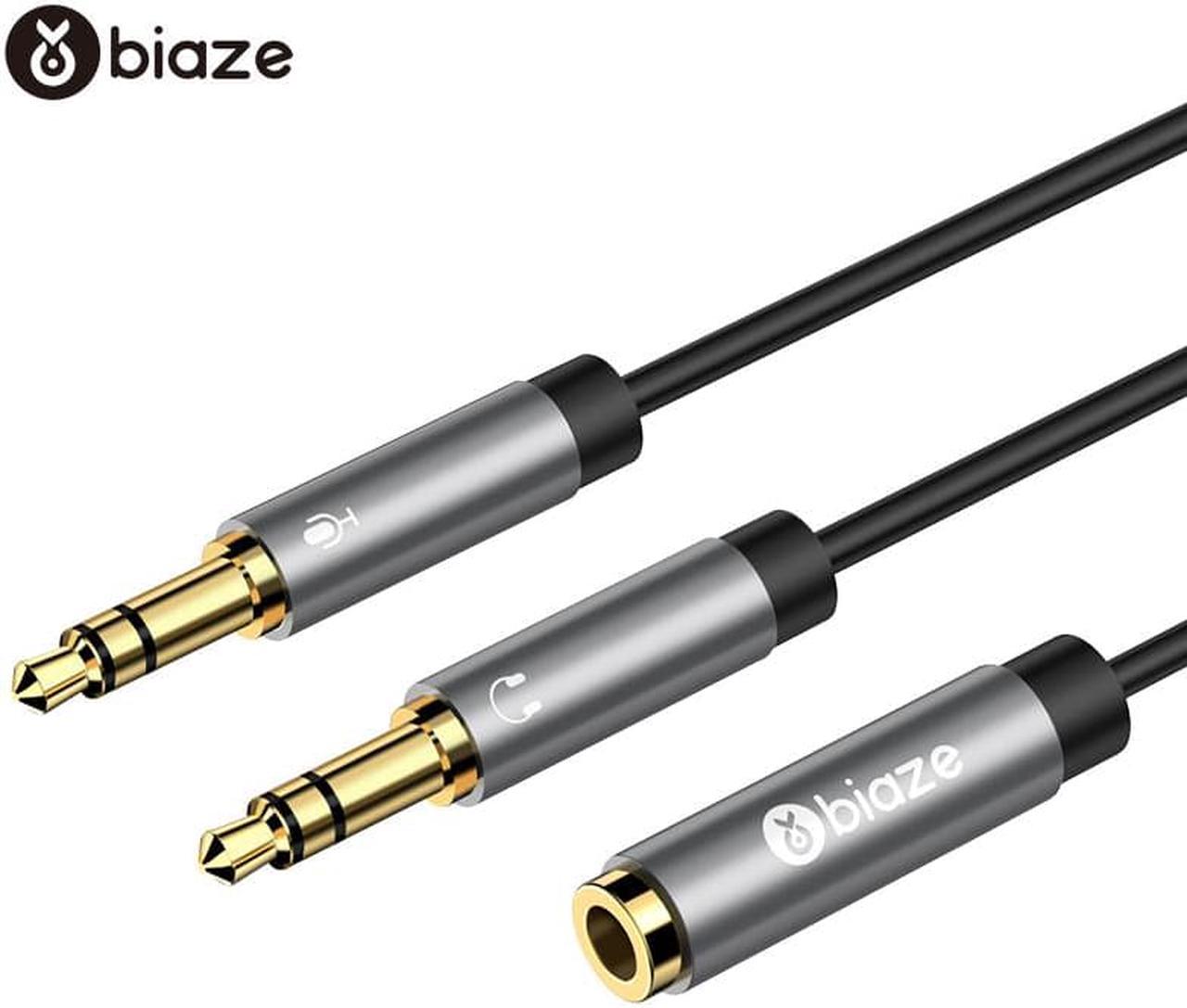 1Pcs Biaze Headphone Splitter 3.5mm Female to 2 Male for Computer 3.5mm Mic Audio Y Splitter Cable Headset to PC Converter Adapter