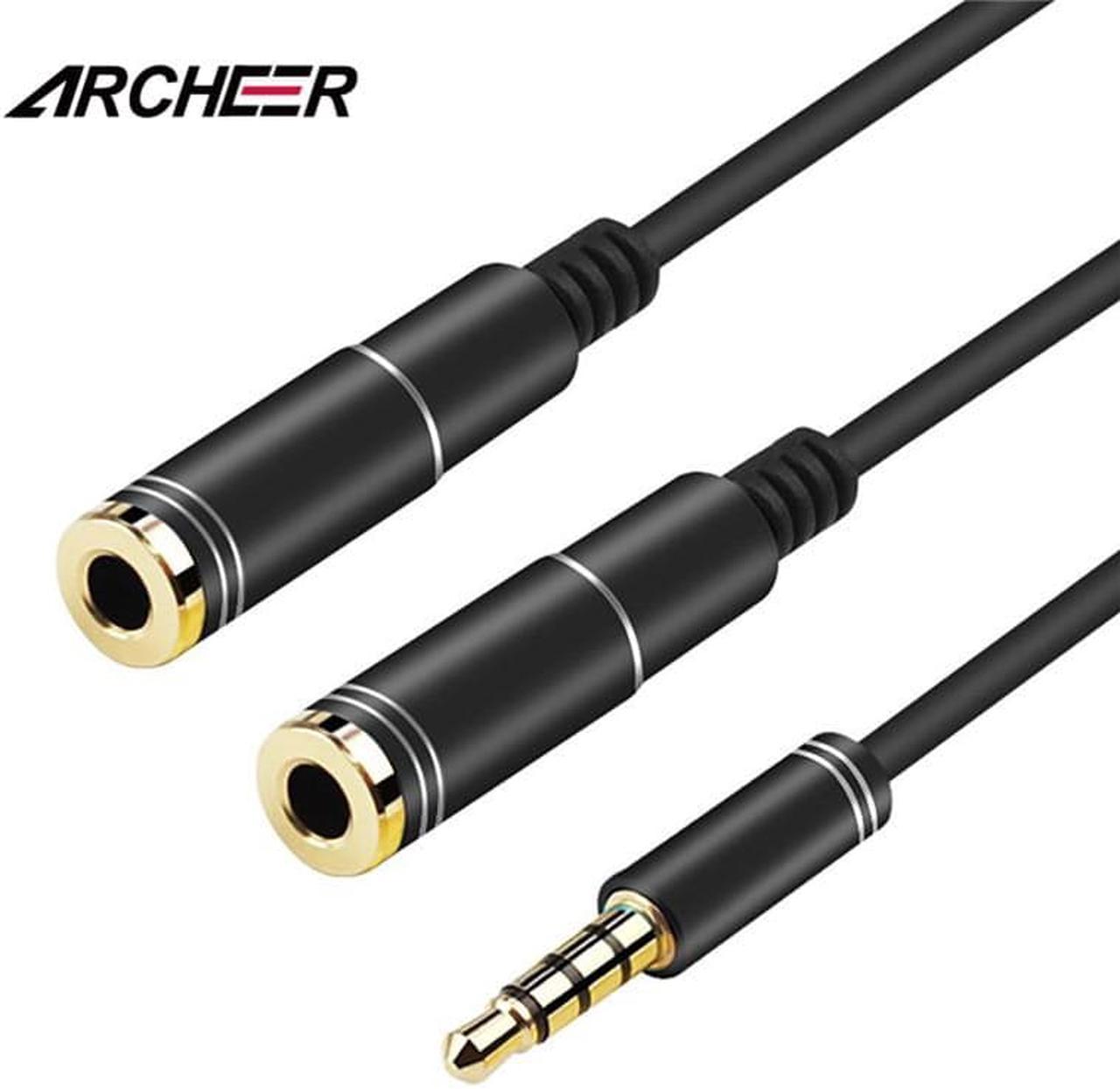 1Pcs ARCHEER 3.5mm Audio Splitter Cable 1 Male to 2 Female 3.5mm Jack Microphone Splitter Cable Adapter For iPhone Smartphone PC